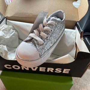 Converse Kids Silver Glitter Sneakers